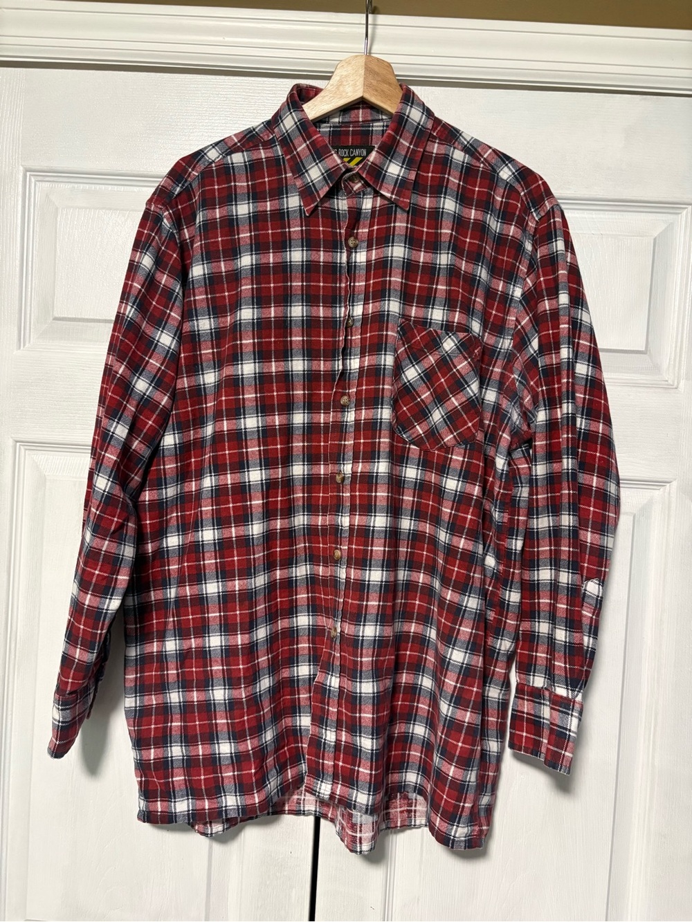 Big Rock Canyon Rugged Wear Red Plaid Cotton Flannel Shirt L